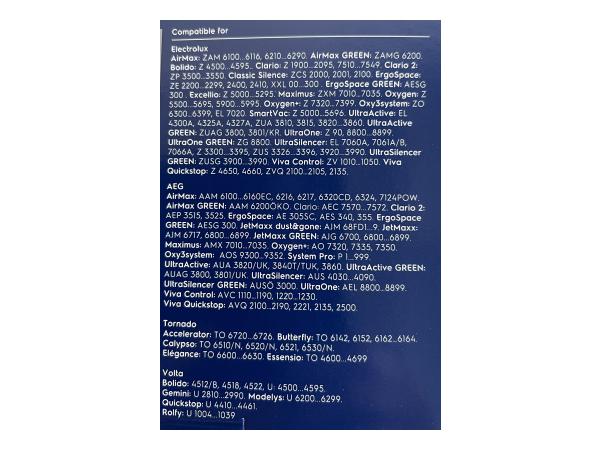 Moottorinsuodatin pölynimureihin 2 kpl EF54 9000843053