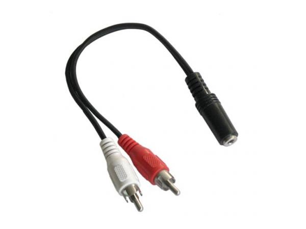 RCA-AUX Adapteri 2x uros RCA / 3,5mm aux naaras kaapelin pituus 20cm 5724360